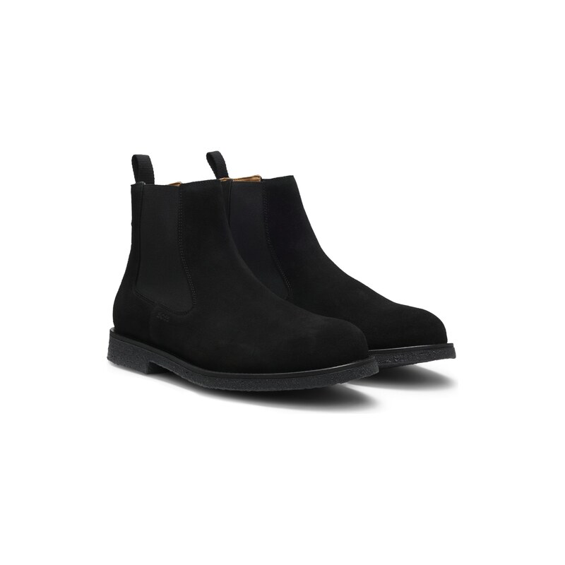 BOSS Chelsea boots in suede with signature-stripe stitching