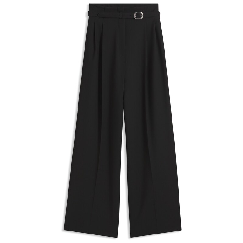 HUGO Belted relaxed-fit trousers in stretch fabric