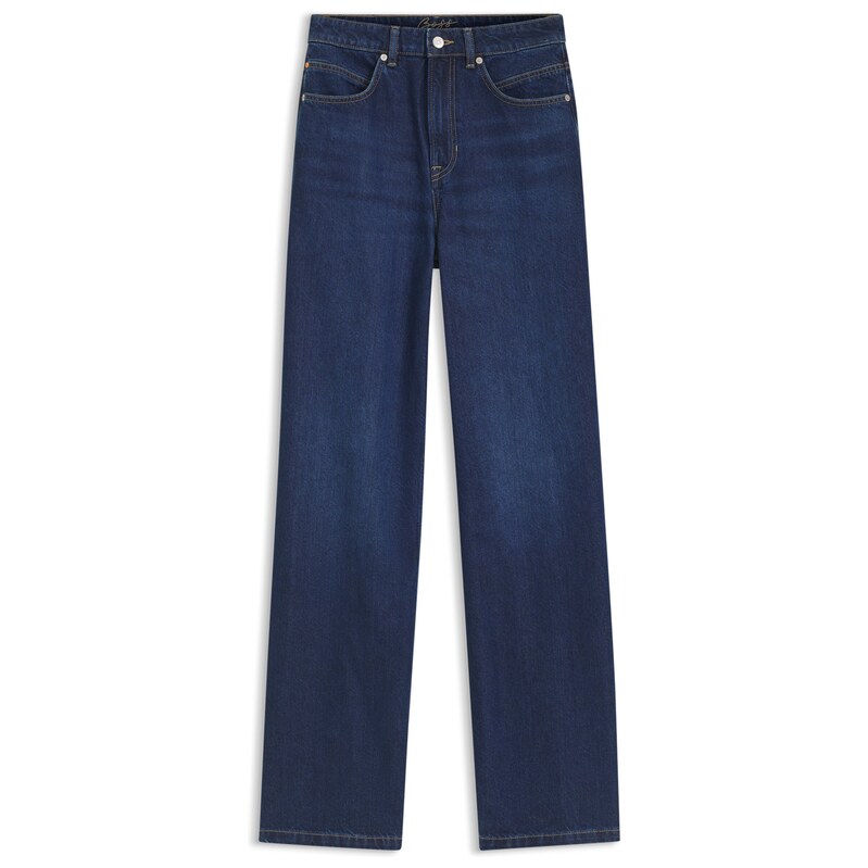 BOSS Wide-leg jeans in marble-washed denim