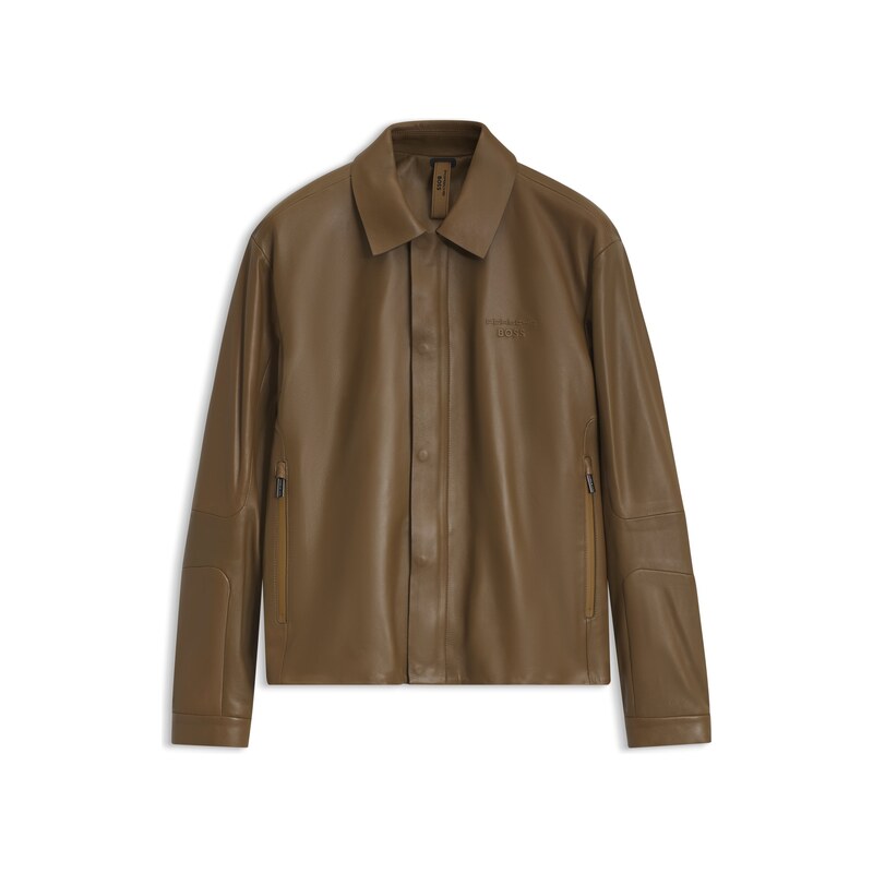 Porsche x BOSS leather jacket with concealed magnetic closure