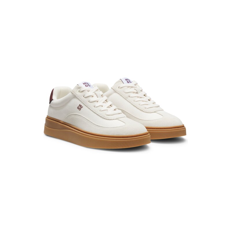 HUGO Suede-and-canvas trainers with logo details