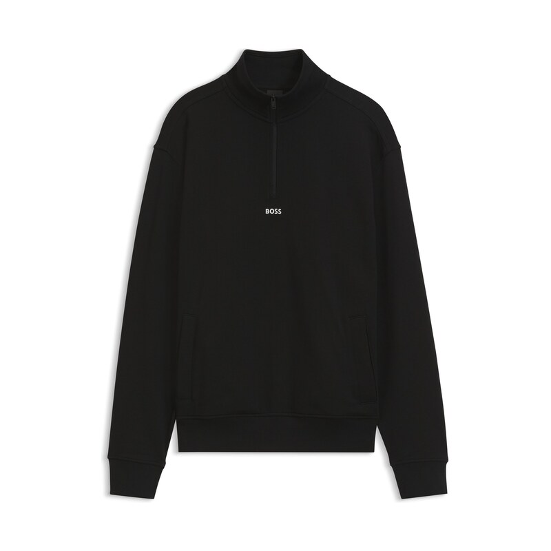BOSS Cotton-terry sweatshirt with quarter zip