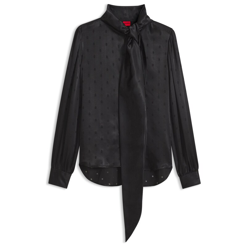 HUGO Regular-fit blouse in satin with burnout print