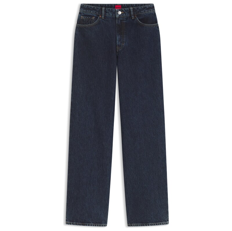 HUGO Wide-leg jeans in dark-blue cotton denim