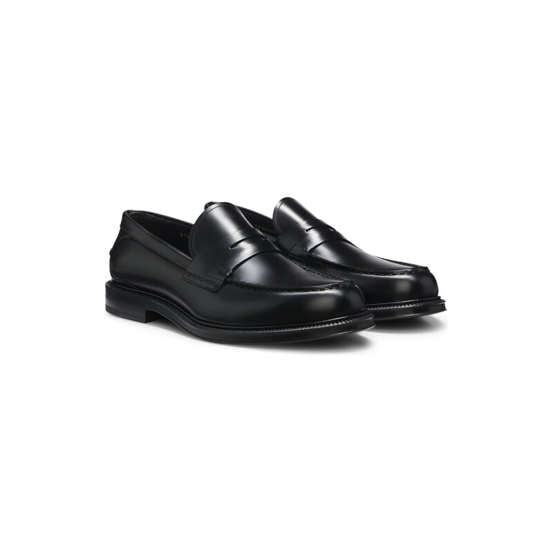 BOSS Brush-off leather college loafers made in Italy