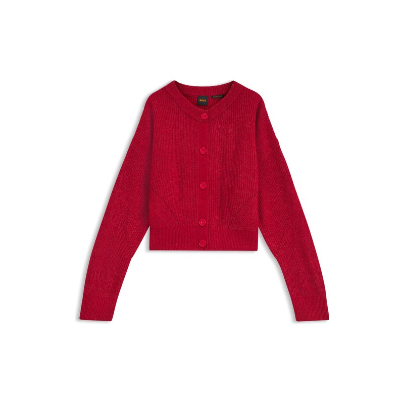 BOSS Relaxed-fit cardigan with open-knit details