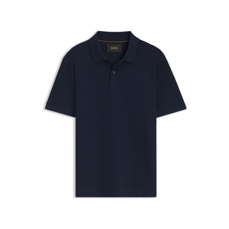 BOSS Knit polo shirt in two-tone cotton