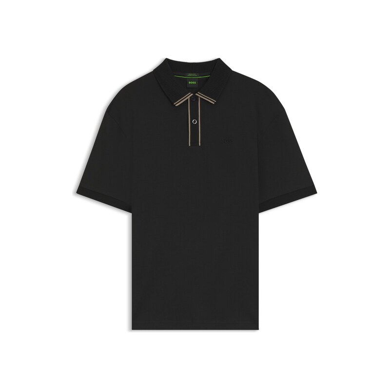 BOSS Striped-trim polo shirt in interlock cotton