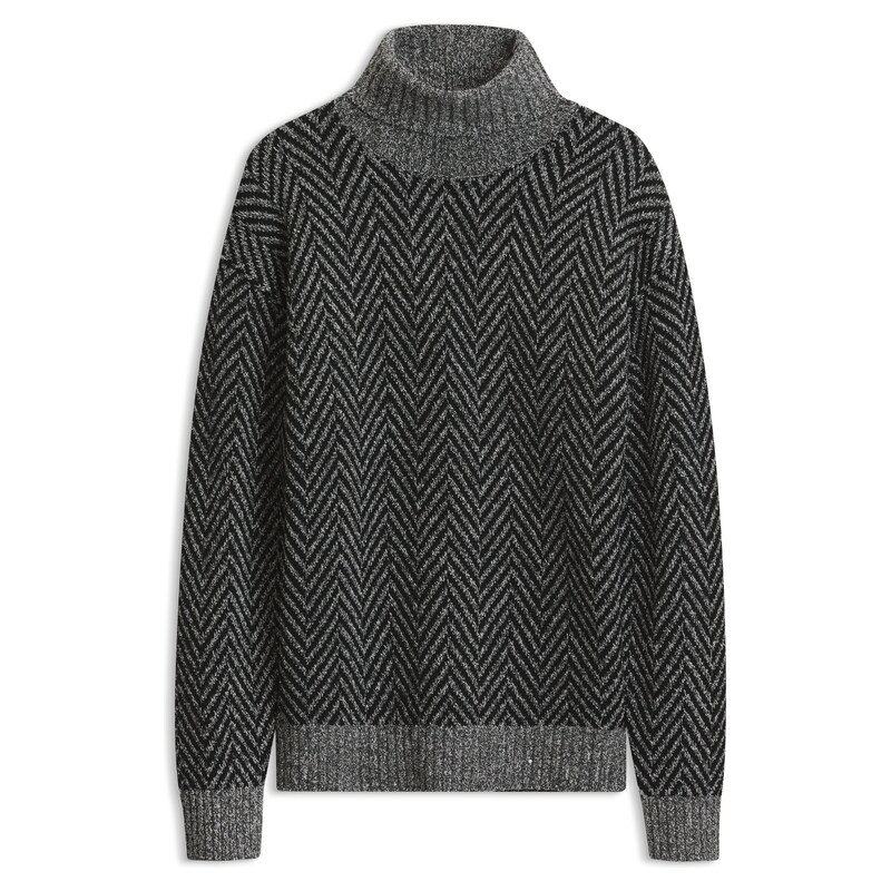 HUGO Relaxed-fit rollneck sweater with herringbone knit