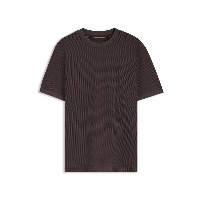 BOSS Cotton T-shirt with two-tone piqué structure