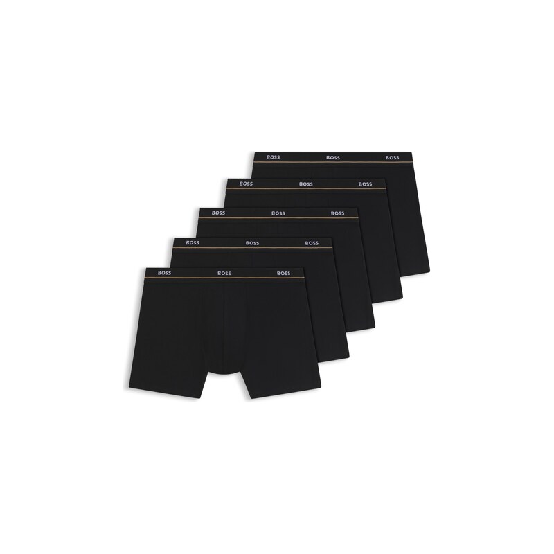BOSS Five-pack of logo-waistband stretch-cotton boxer briefs