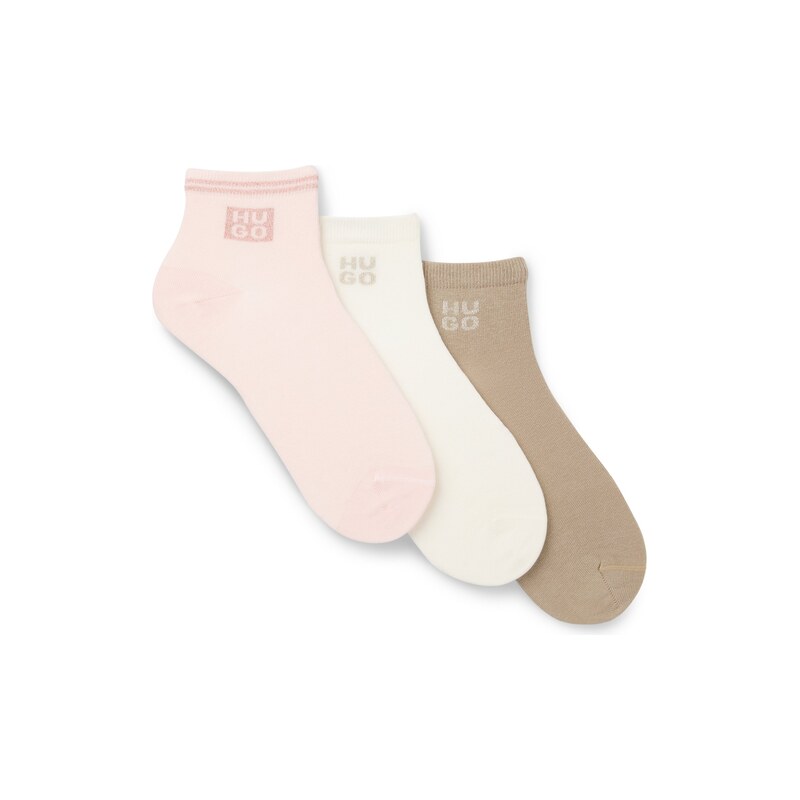 HUGO Three-pack short socks with metallic thread logos