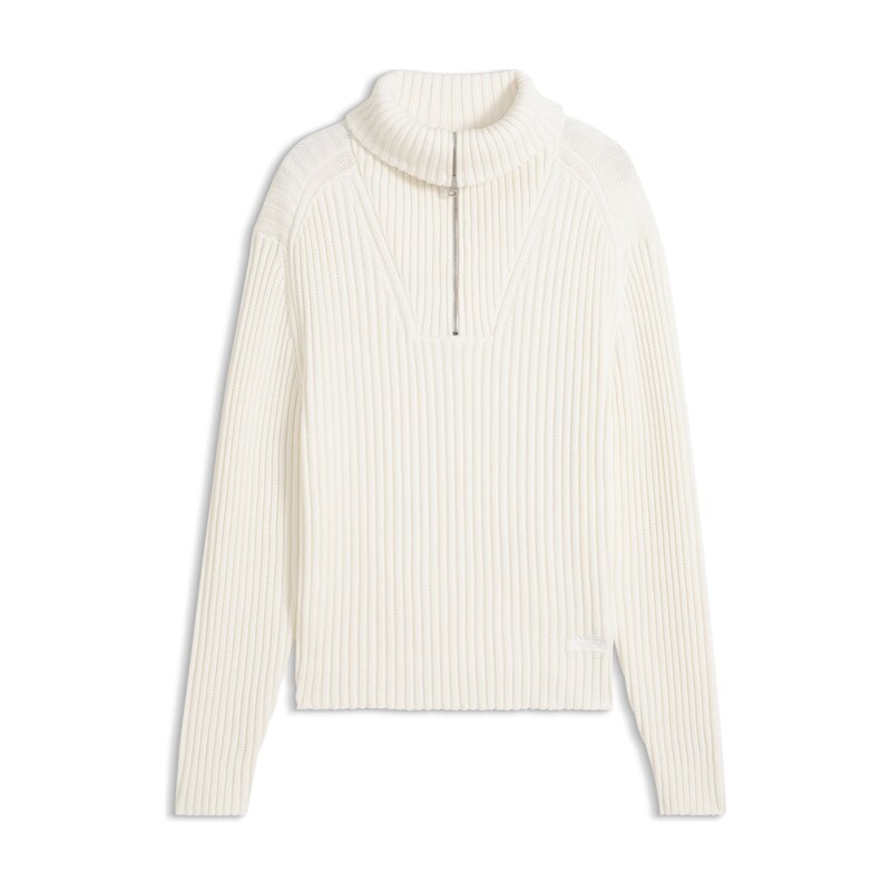 HUGO Relaxed-fit sweater in ribbed cotton with zip neck