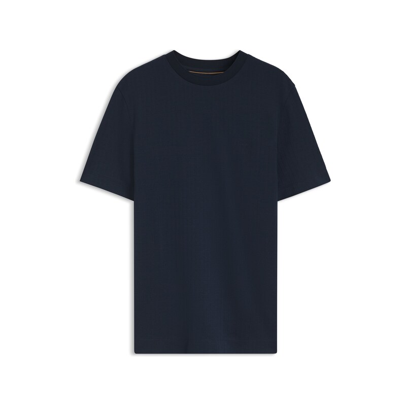 BOSS Windowpane-check T-shirt in a cotton and silk blend