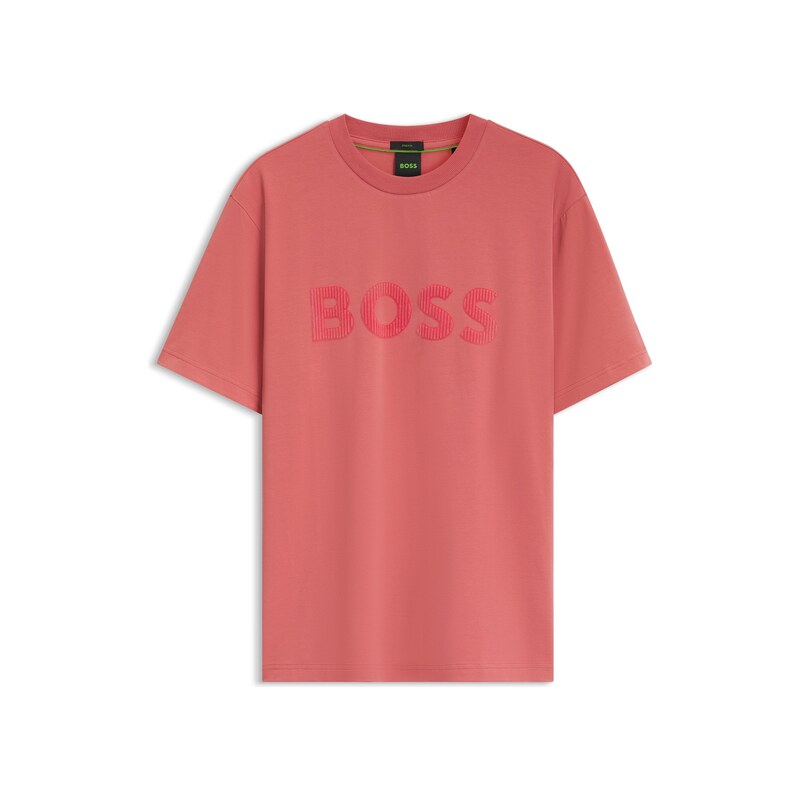 BOSS Tonal flock-logo T-shirt in stretch cotton