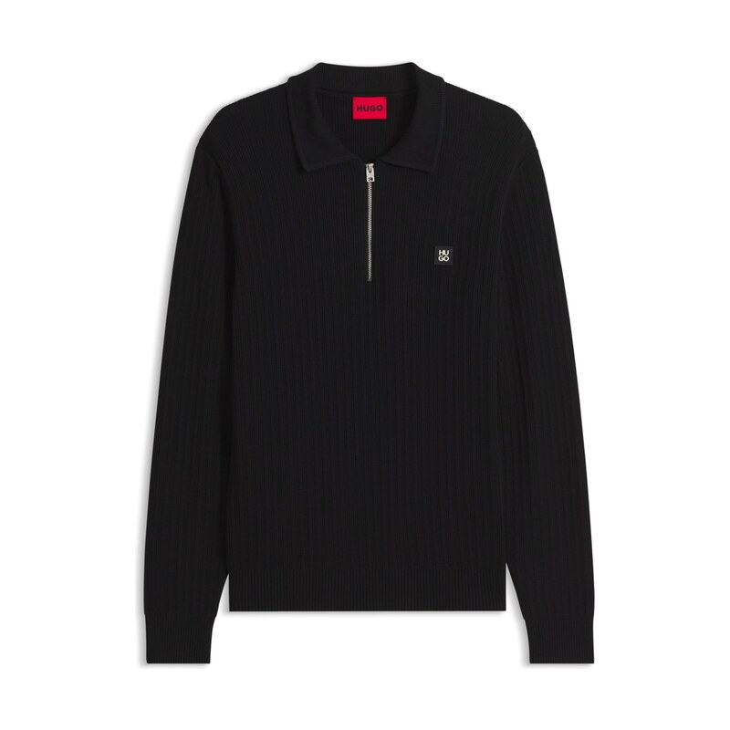 HUGO Structured polo sweater in a wool blend
