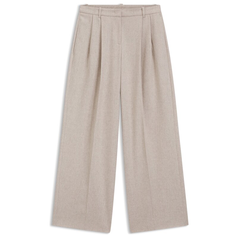 BOSS Wide-leg trousers in melange flannel with front pleats