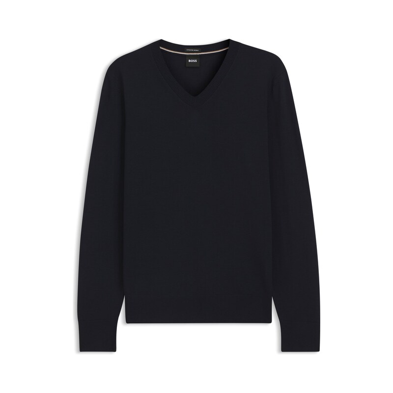 BOSS V-neck sweater in extra-fine merino wool