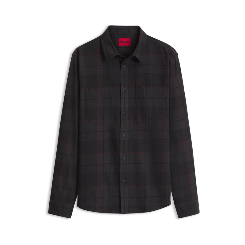 HUGO Relaxed-fit shirt in Glen-check cotton twill