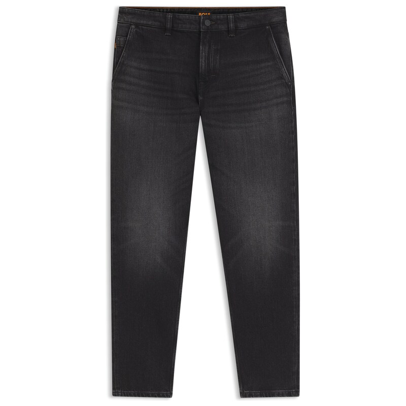 BOSS Tapered-fit jeans in black comfort-stretch denim