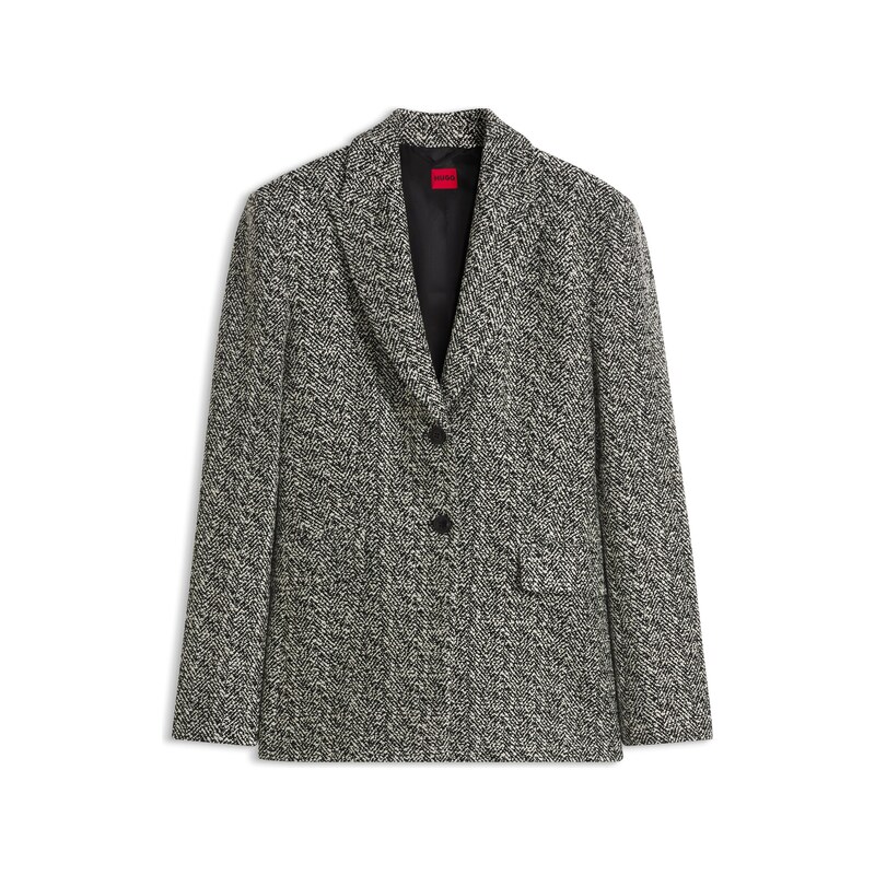 HUGO Regular-fit blazer with herringbone pattern