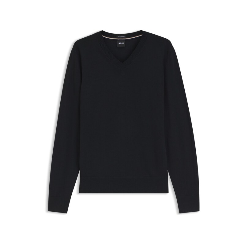 BOSS V-neck sweater in extra-fine merino wool