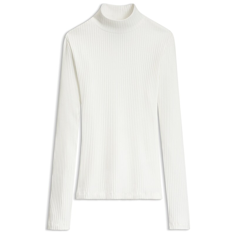 HUGO Rollneck top in ribbed stretch jersey with metallic logo
