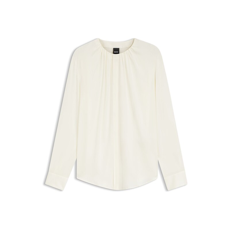 BOSS Stretch-silk blouse with gathered details