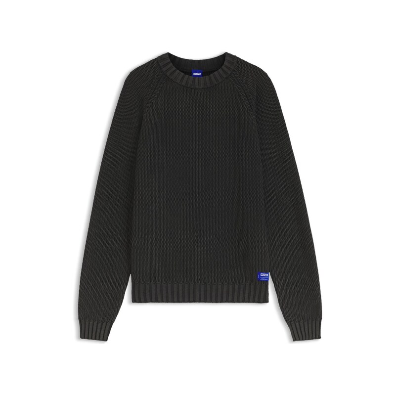 HUGO Cotton sweater with ribbed structure