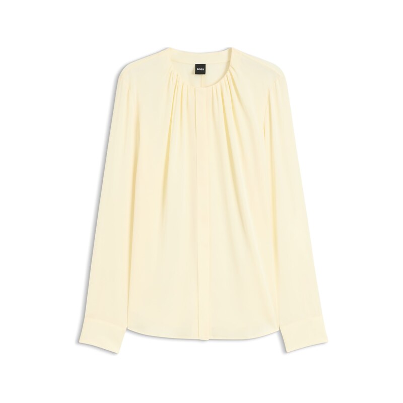 BOSS Stretch-silk blouse with gathered details
