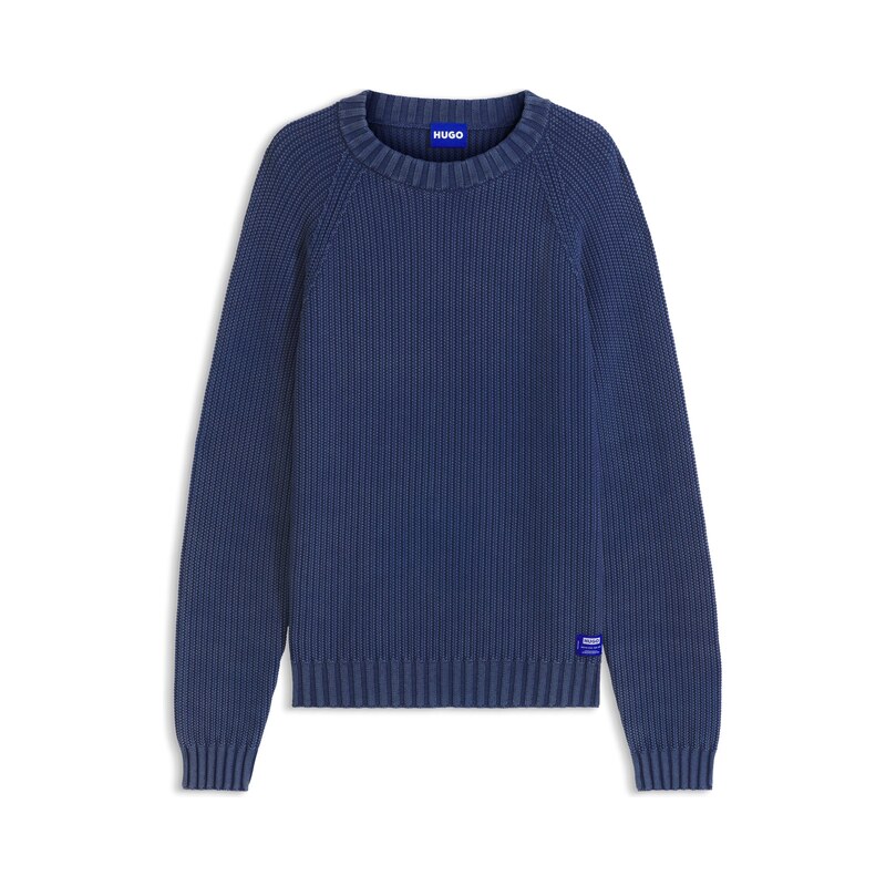 HUGO Cotton sweater with ribbed structure