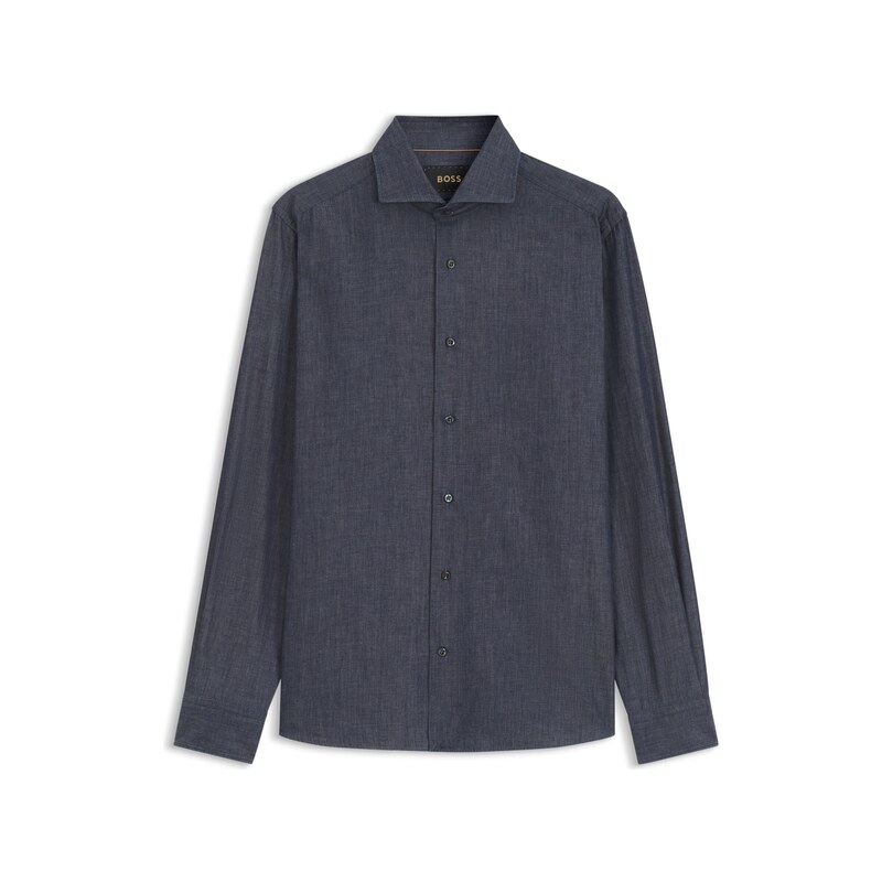 BOSS Slim-fit shirt in denim with cashmere