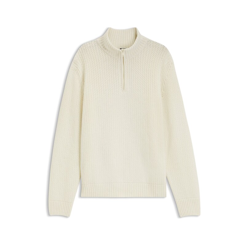 BOSS Zip-neck sweater with knitted structure