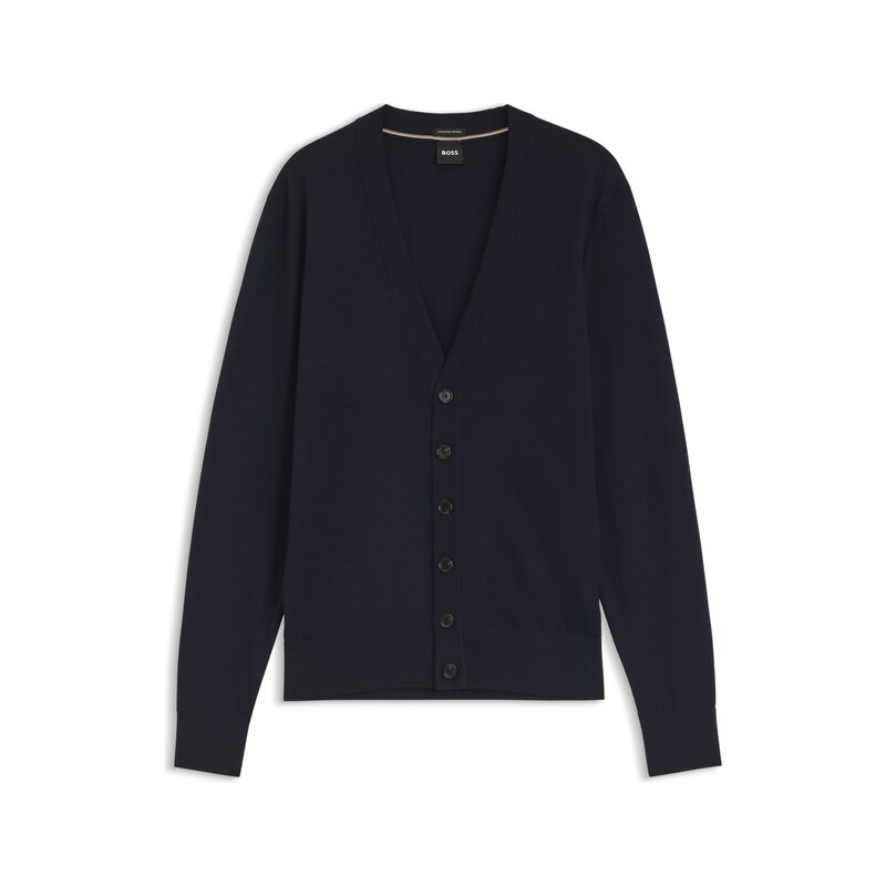 BOSS Buttoned cardigan in extra-fine merino wool