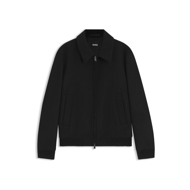 BOSS Relaxed-fit jacket in a patterned wool blend