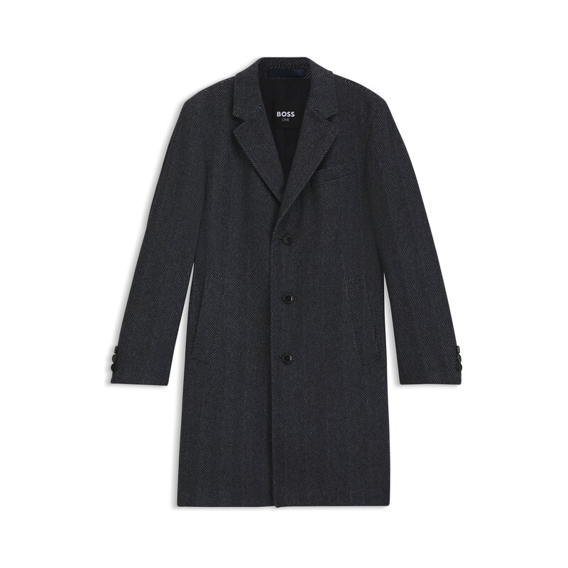 BOSS Regular-fit coat in herringbone wool with cashmere