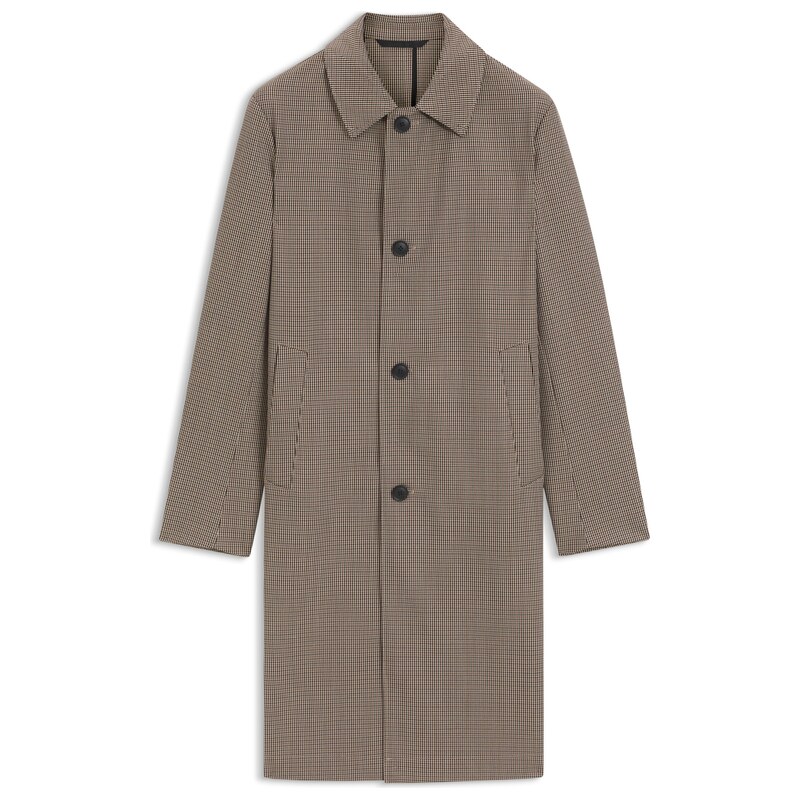 BOSS Relaxed-fit water-repellent coat in houndstooth virgin wool