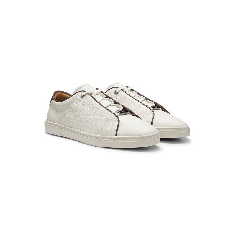 BOSS Lace-up trainers in grainy Italian leather