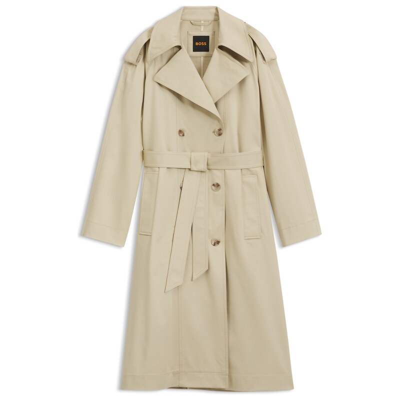 BOSS Relaxed-fit trench coat in water-repellent stretch cotton