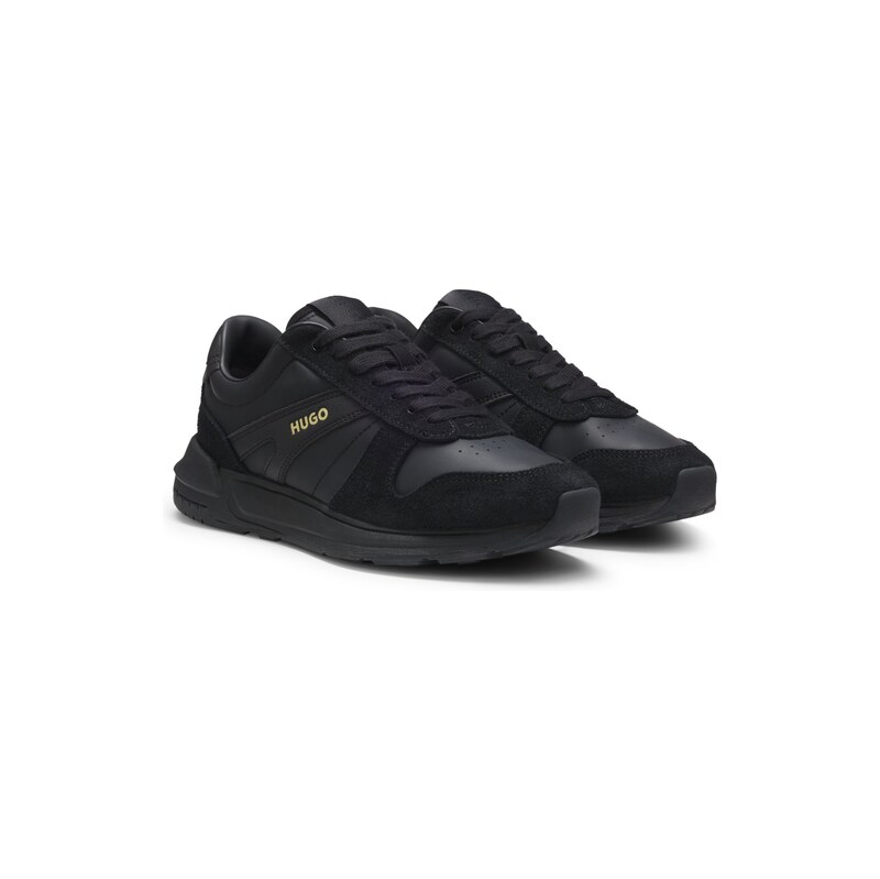 HUGO Suede trainers with gold-tone foiled logo