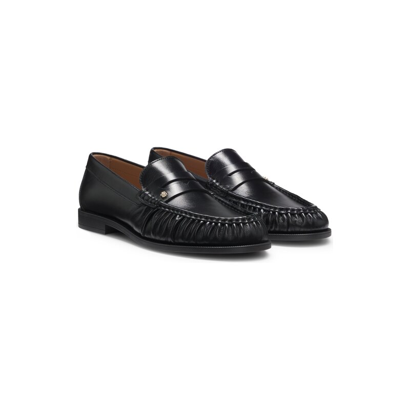 BOSS Leather moccasins with Double B monogram