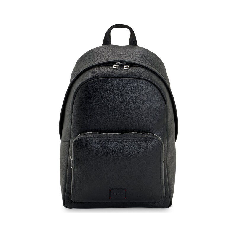 HUGO Faux-leather backpack with debossed logo patch