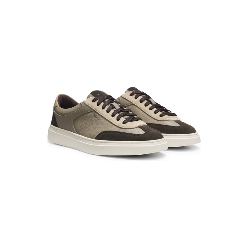 BOSS Cupsole trainers in leather with suede trims