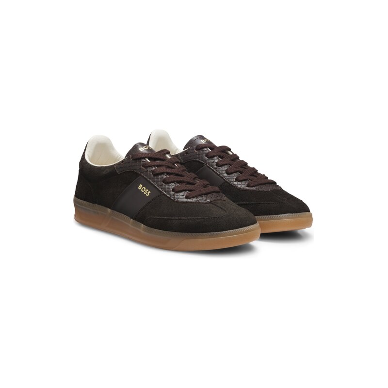 BOSS Trainers in leather and suede with python-print details