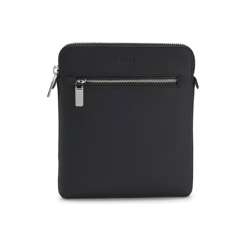 Leather envelope bag with embossed logo