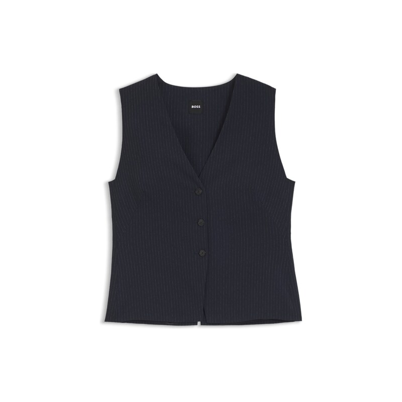 BOSS Slim-fit waistcoat in pinstripe stretch crepe