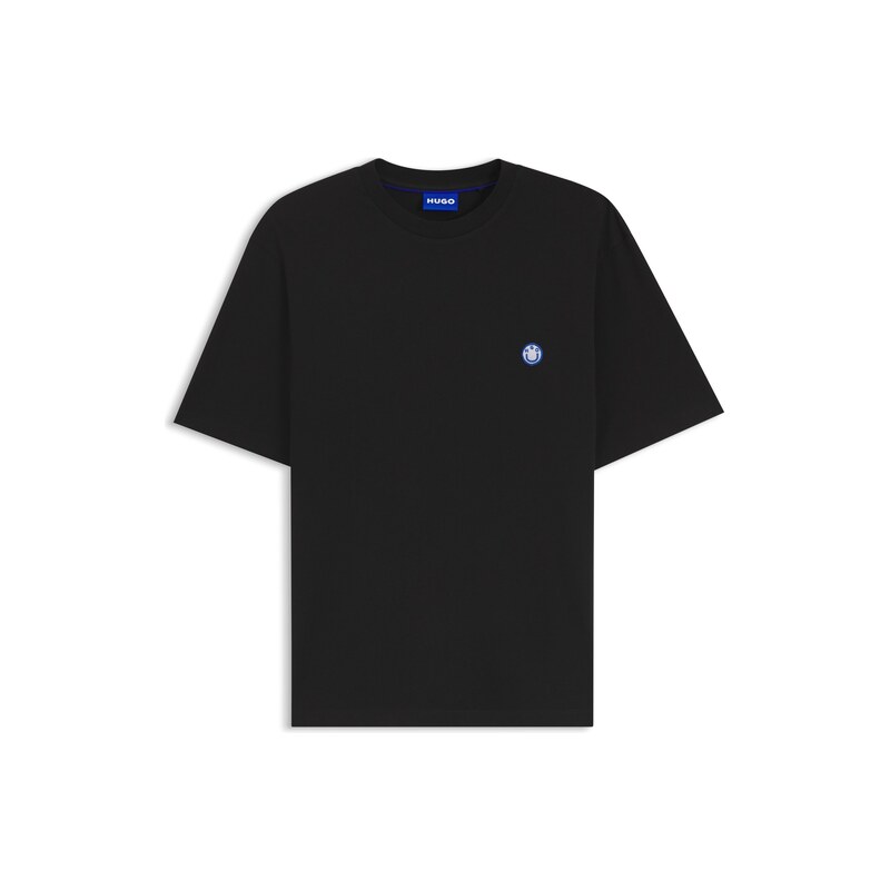 Cotton-jersey T-shirt with Happy HUGO logo
