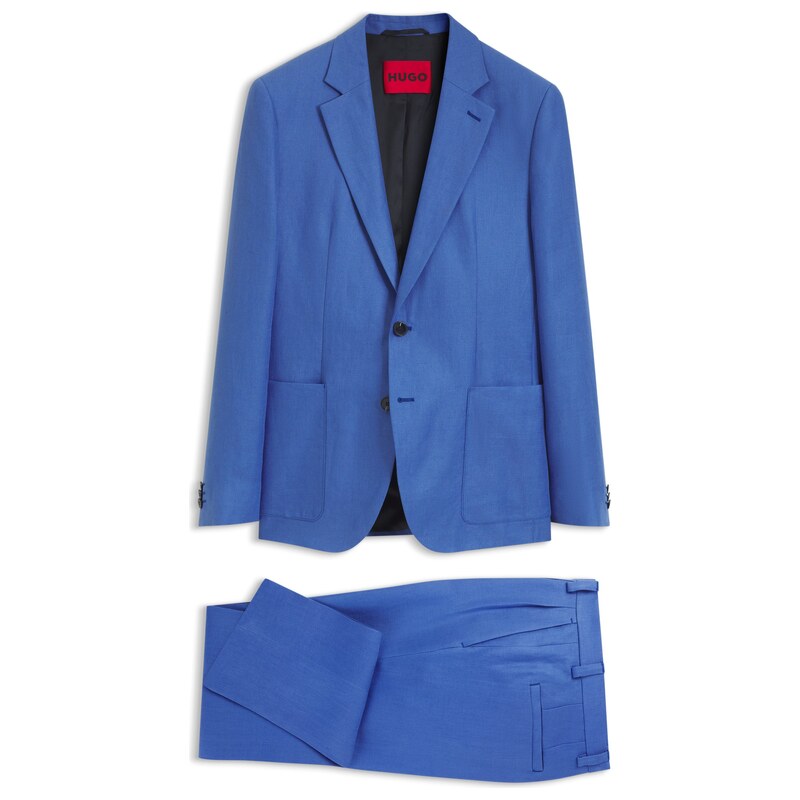 HUGO Two-piece extra-slim-fit suit in linen twill