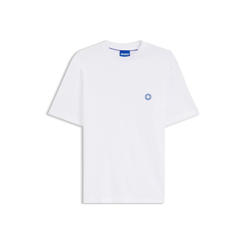 Cotton-jersey T-shirt with Happy HUGO logo