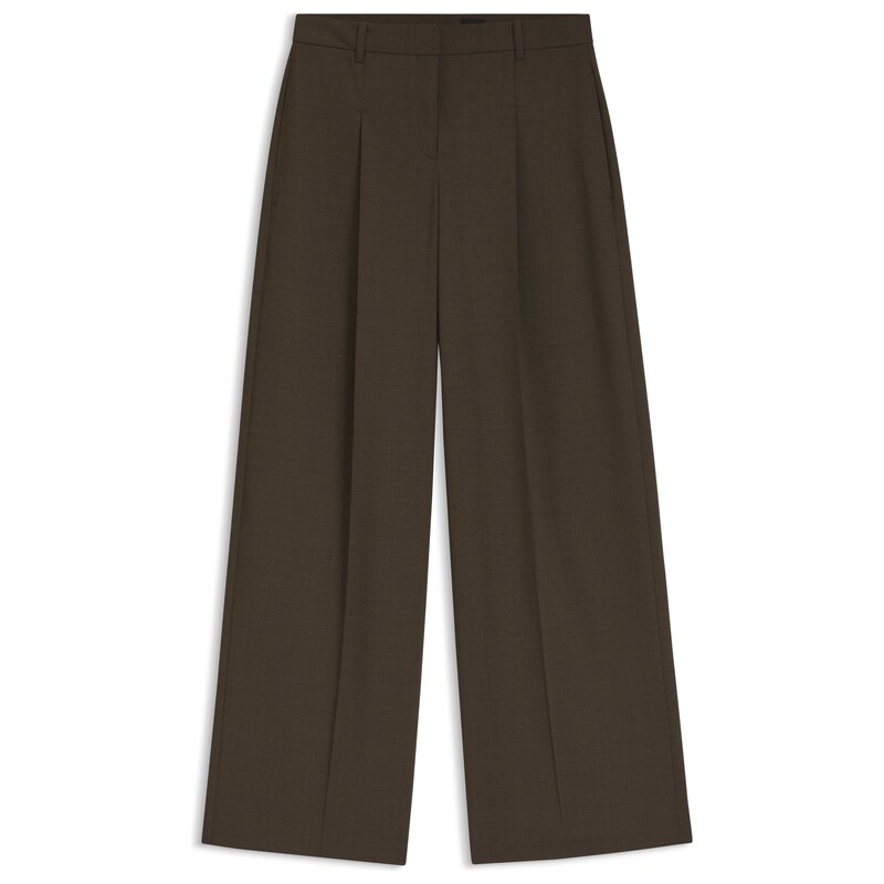 BOSS Wide-leg trousers in stretch fabric with front pleats